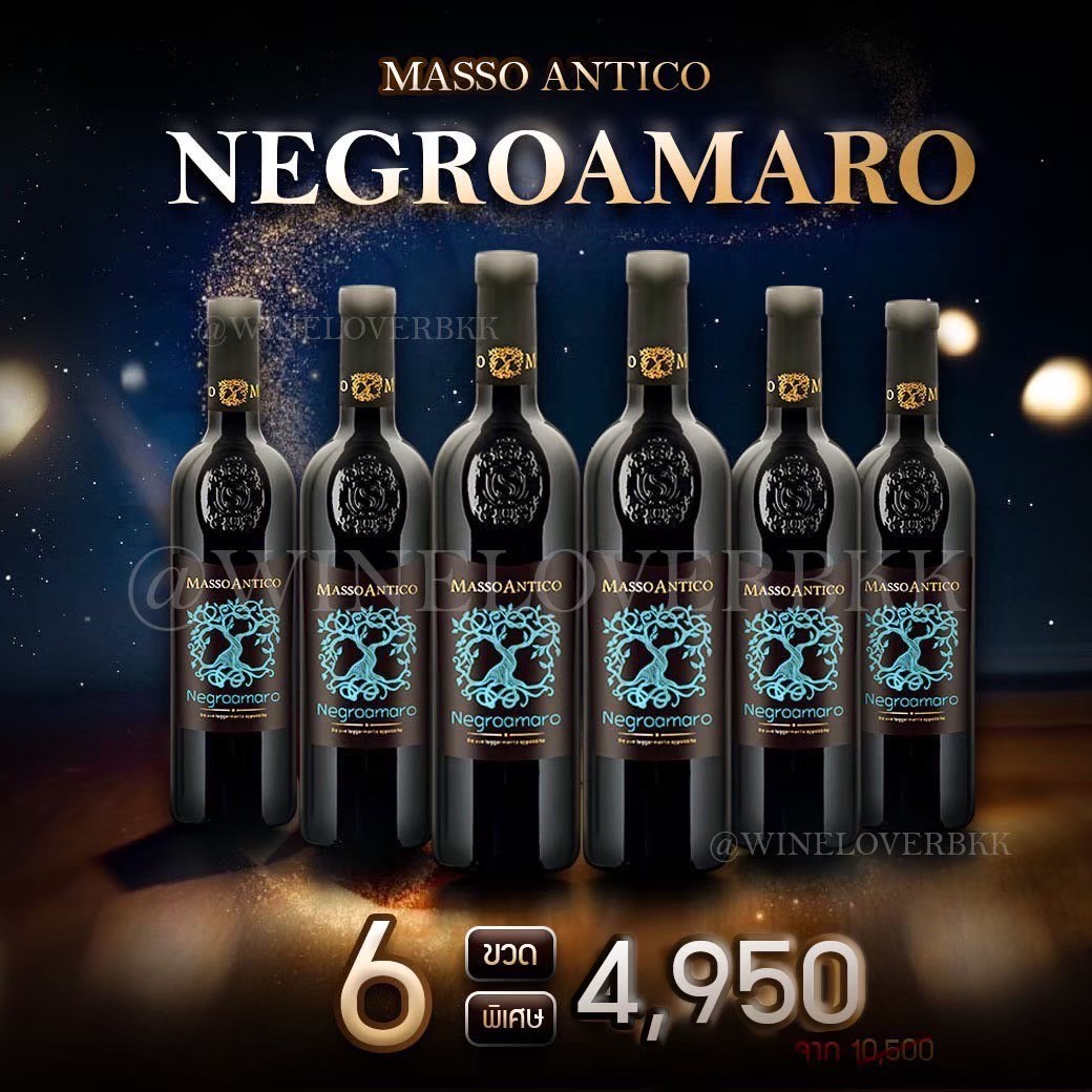 เซ็ตไวน์ 6 ขวด Masso Antico Negroamaro ประหยัด 50% ส่งด่วน กทม