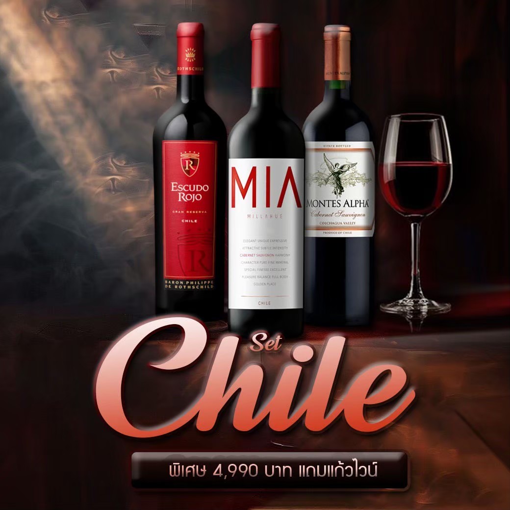 เซ็ตไวน์ชิลี Escudo Rojo + MIA Millahue + Montes Alpha ส่งด่วน กทม